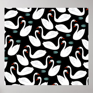 Affiche Papier peint blanc Swans Lake