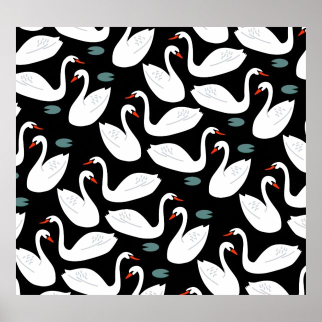 Affiche Papier peint blanc Swans Lake (Devant)