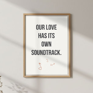 Affiche Papier peint citation musicale romantique. Chambre