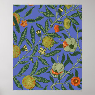 Affiche Papier peint coloré Grenade Bleue de William Morri