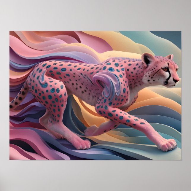 Affiche Papier peint couleur pastel Cheetah Abstrait (Devant)