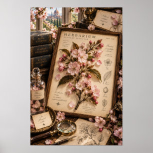 Affiche Papier peint de bureau Herbier Fleur de cerisier v