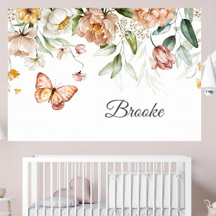 Affiche Papier peint de nurserie aux fleurs aquarelles vin