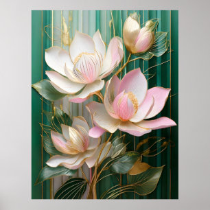 Affiche Papier peint en fleurs japonais Magnolia Art