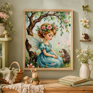 Affiche Papier peint fantaisiste pour la nurserie avec fée
