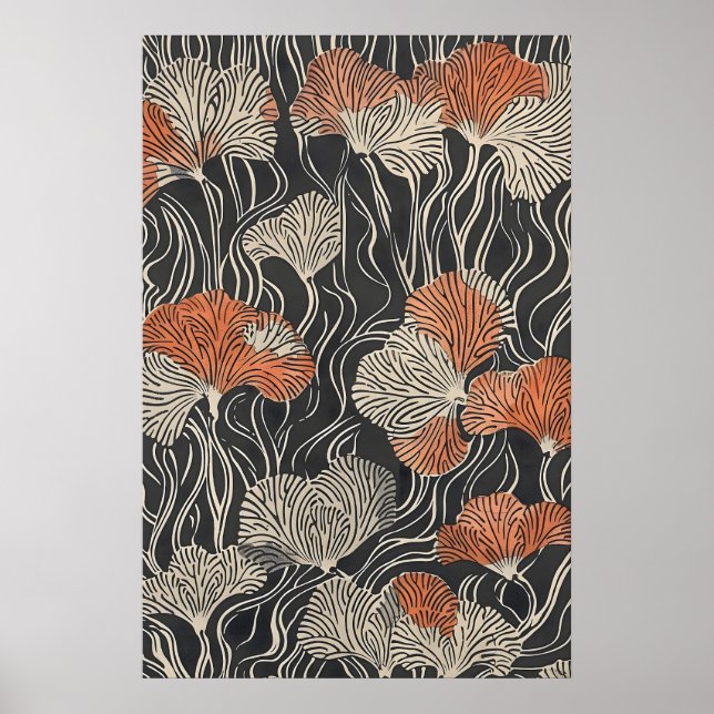 Affiche Papier Peint Fleur Abstrait Neutre - Vintage (Devant)