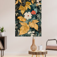 Papier peint floral, motif floral de style botaniq