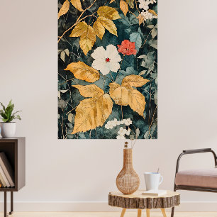 Affiche Papier peint floral, motif floral de style botaniq