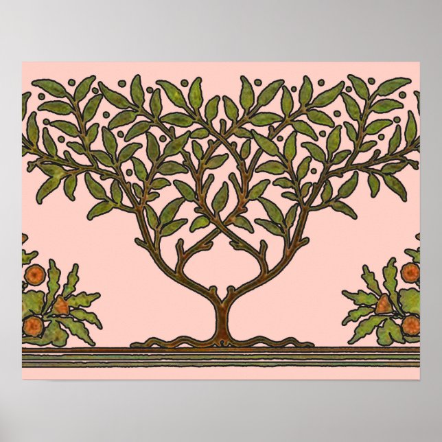 Affiche Papier peint frise d'arbre de William Morris (Devant)