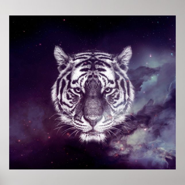Affiche Papier peint Galaxy Tiger Face (Devant)