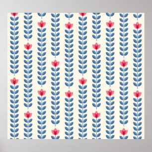 Affiche Papier peint géométrique scandinave floral