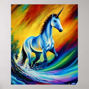 Affiche Papier peint licorne arc-en-ciel imprimable - Haut