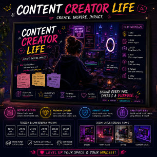 Affiche Papier peint Neon Studio Workspace pour YouTubers