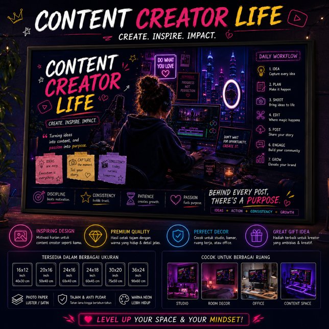 Affiche Papier peint Neon Studio Workspace pour YouTubers (Créateur téléchargé)