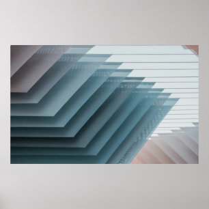 Affiche Papier peint numérique turquoise et blanc