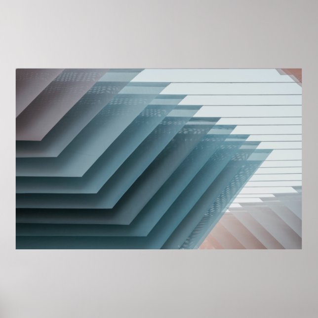 Affiche Papier peint numérique turquoise et blanc (Devant)