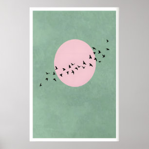Affiche Papier peint oiseaux volants - Silhouettes minimal