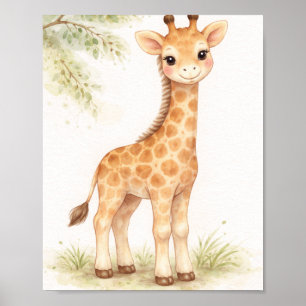 Affiche Papier peint pour la nurserie au thème de girafe à