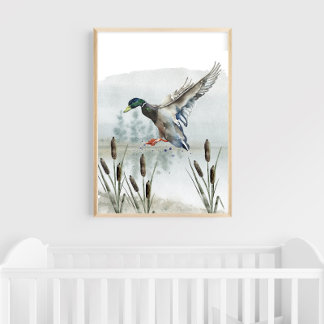 Affiche Papier peint pour nurserie chasse au canard