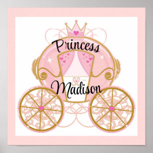 Affiche Papier peint Princesse Royale Carrosse Rose et Or