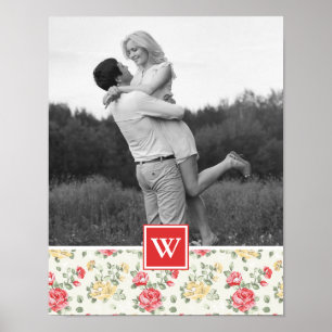 Affiche Papier peint rose élégant Photo avec Monogramme