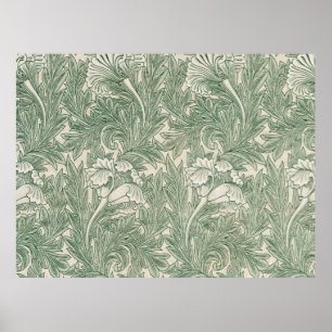 Affiche papier peint textile tulipe william morris vert