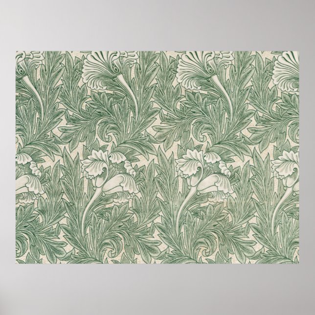 Affiche papier peint textile tulipe william morris vert (Devant)