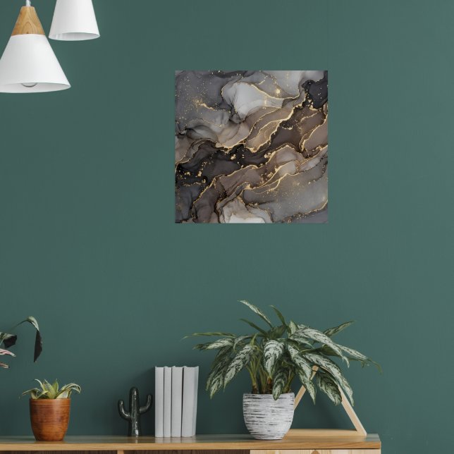 Affiche Papier Peint Texture de Marbre Abstrait Gris Brun  (Salon 1)