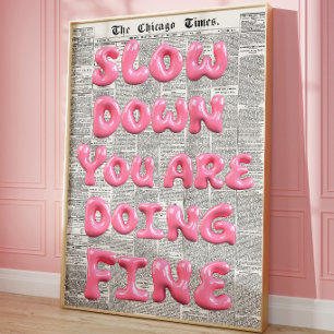 Affiche Papier peint typographique rose motivant