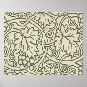 Affiche Papier peint vert à motif de vigne de William Morr