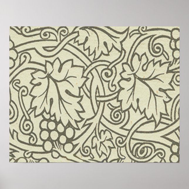 Affiche Papier peint vert à motif de vigne de William Morr (Devant)