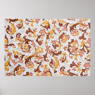 Affiche Papier peint vintage - Motif floral du 18ème siècl
