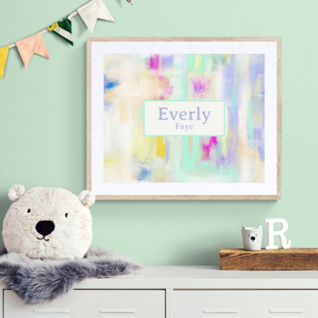 Affiche Papier personnalisé avec le prénom du bébé pour la (Customize the name! Shown with white mat and wood frame. (not included with purchase). Thank you!)