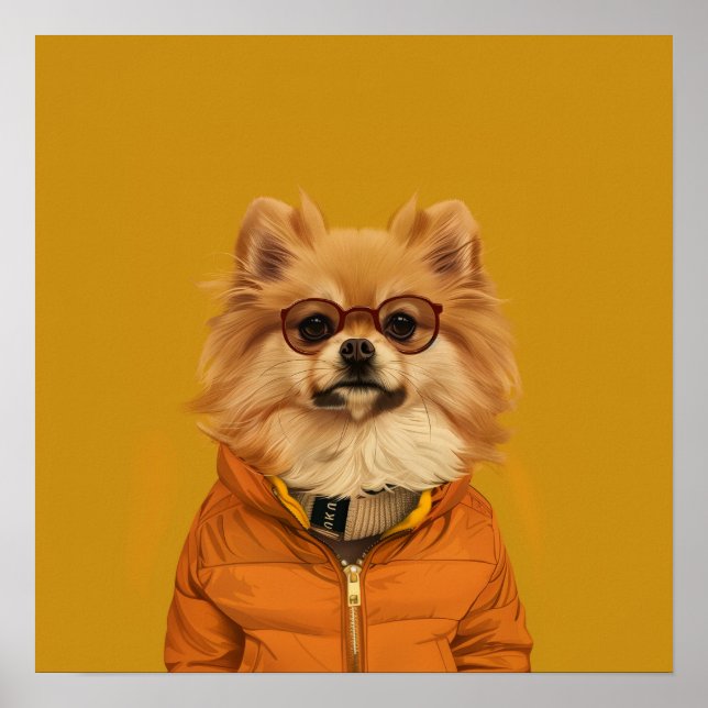 Affiche Papier poméranien adorable (Devant)