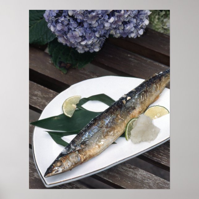 Affiche papier pour dîner de poisson (mat) (Devant)