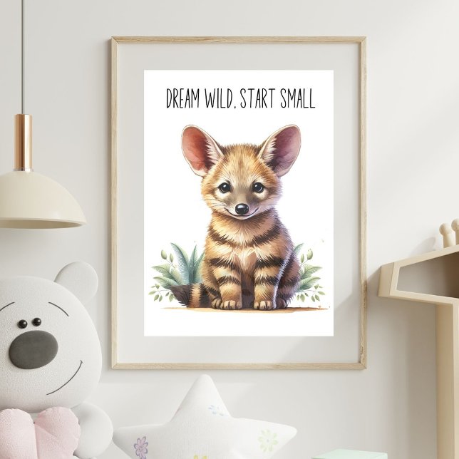 Affiche Papier pour la nurserie de bébé Aardwolf – Pri Saf (Créateur téléchargé)