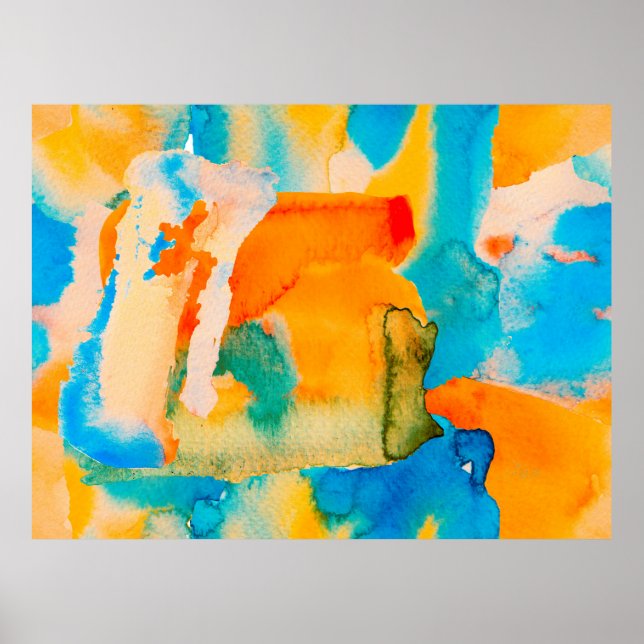 Affiche Papier psychédélique. Bleu classique et rouge lave (Devant)