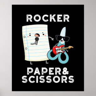 Affiche Papier Rocker Et Ciseaux Drôle Jeu Jeu Pun Dark BG
