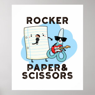 Affiche Papier Rocker Et Ciseaux Drôle Jeu Pun