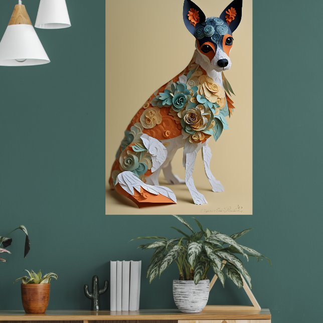 Affiche Papier Rococo Toy Fox Terrier Pastel Couleurs (Salon 1)