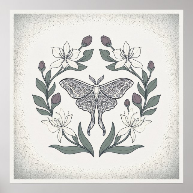 Affiche Papillon à longue queue Couronne florale de lys iv (Devant)