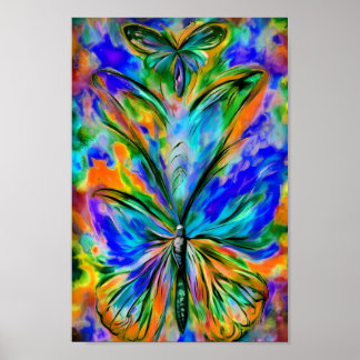 Affiche Papillon abstrait # 1 , variation de couleur 1