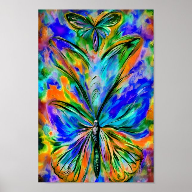 Affiche Papillon abstrait # 1 , variation de couleur 1 (Devant)