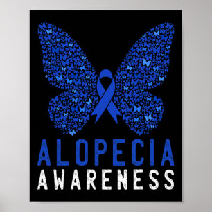 Affiche Papillon Alopecia Sensibilisation Bleu AA Ribbon S