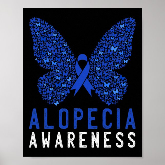 Affiche Papillon Alopecia Sensibilisation Bleu AA Ribbon S (Devant)