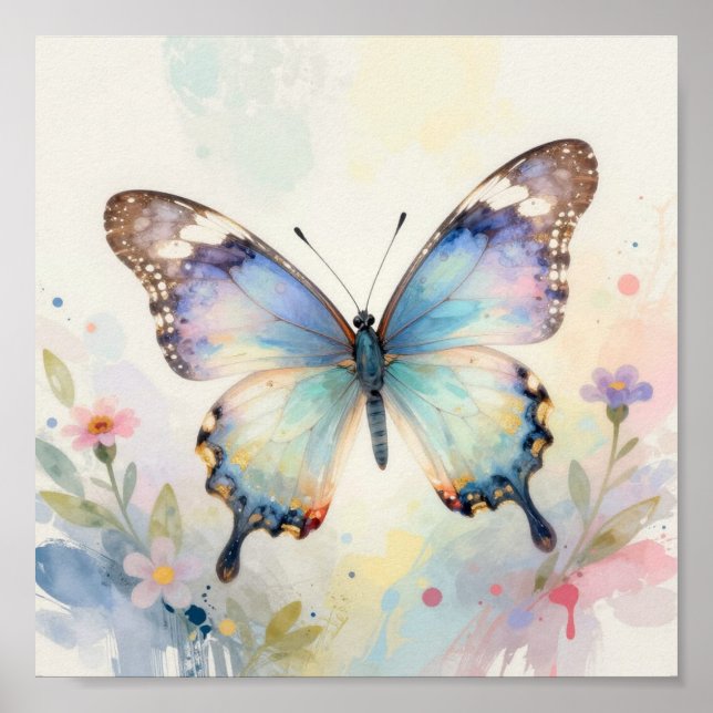 Affiche Papillon Aquarelle (Devant)