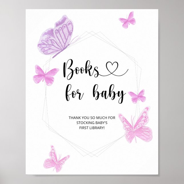 Affiche Papillon aquarelle, livres pour bébé (Devant)