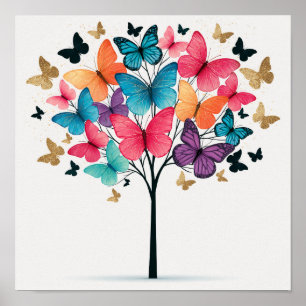 Affiche Papillon Arbre de Vie de Nature Fantaisiste
