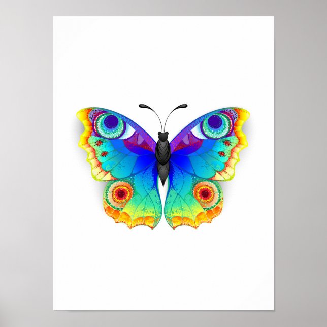 Affiche Papillon Arc-en-ciel Paon Yeux (Devant)
