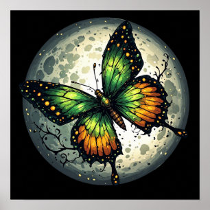 Affiche Papillon au clair de lune